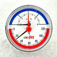 Термоманометр аксиальный 4 бар, 120 C, диаметр 80 мм, 1/2"Н