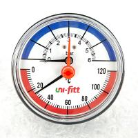 Термоманометр аксиальный 6 бар, 120 C, диаметр 80 мм, 1/2"Н