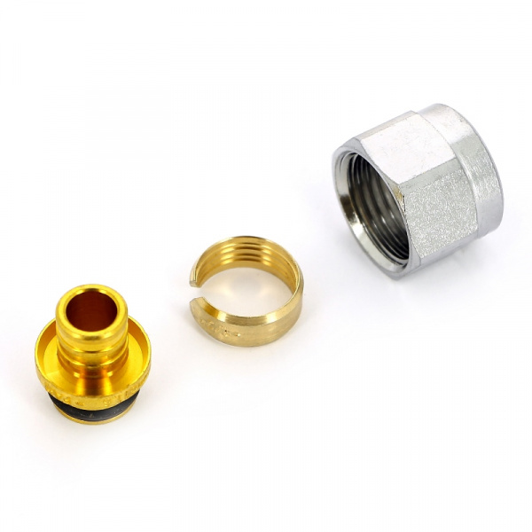 Соединитель обжим-В 16(2.2) х 1/2", для PEX труб, хромированный
