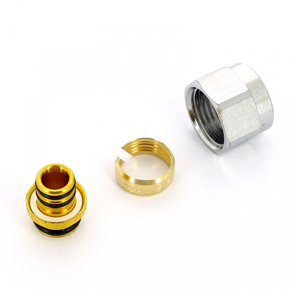 Соединитель обжим-В 16(2.0) х 1/2", для PEX и м/п труб, хромированный