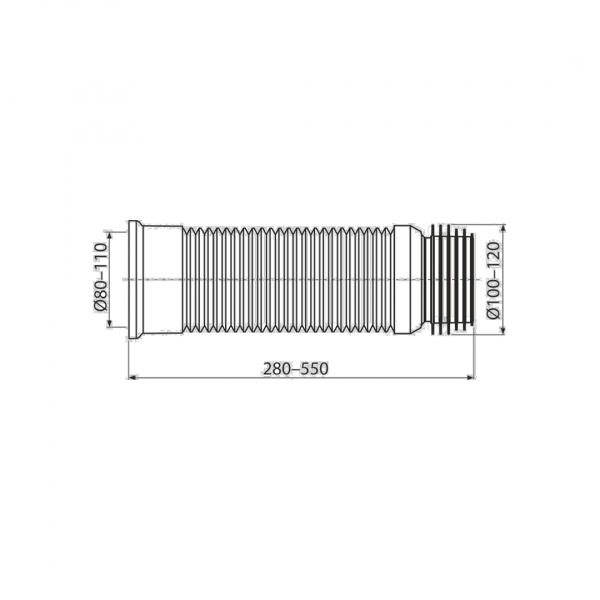 Труба фановая L240-600 мм гофр. DN80/110 x 100/120 мм, для выпуска унитаза