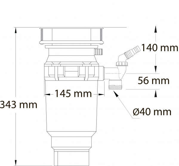 Измельчитель пищевых отходов McAlpine Perfect Grind, 343х145 мм, 367 Вт (0,5 л.с.), 2500 об/мин.
