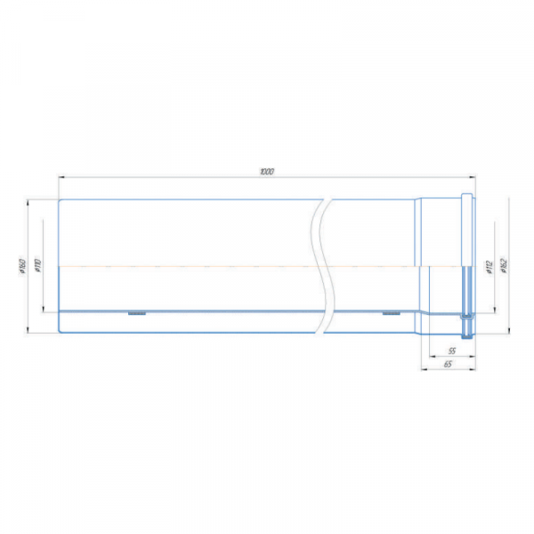 Удлинитель дымохода WAAG DN110/160 x  L1м, (для конденс.котла)