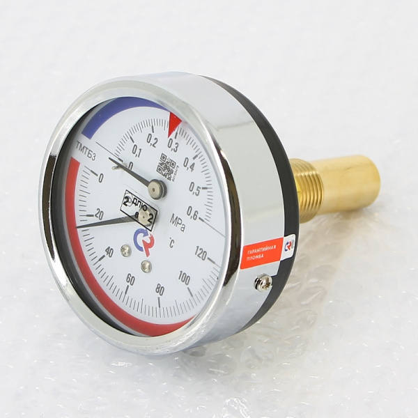 Термоманометр ТМТБ-31Т.1 80/6 (1/2", 6 бар, 120'С, 2,5) аксиальный