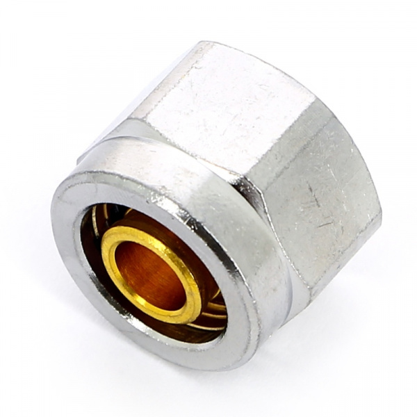 Соединитель обжим-В 16(2.2) х 1/2", для PEX труб, хромированный
