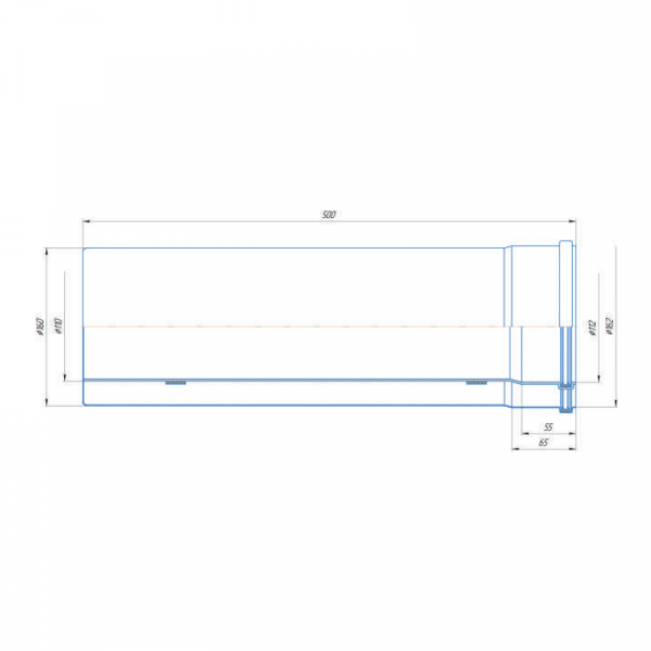Удлинитель дымохода WAAG DN110/160 x  L0,5м, (для конденс.котла)
