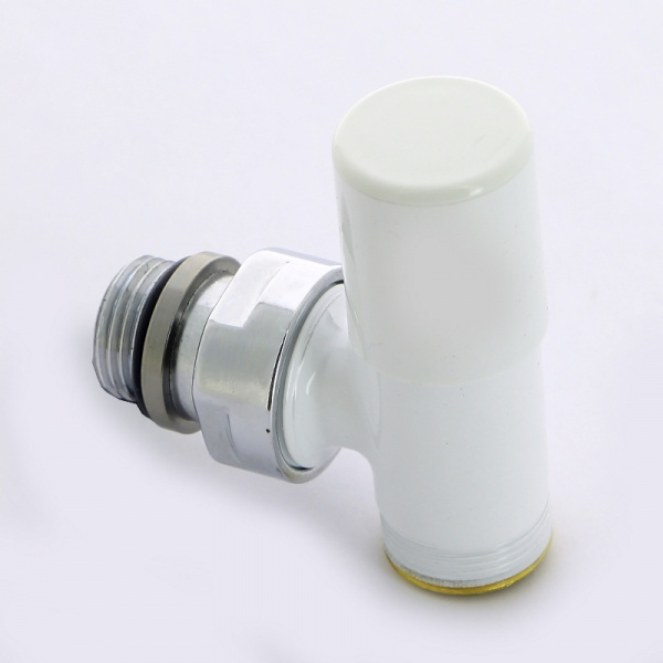 Вентиль ручной угловой НН 1/2" х М24 х 19 цвет белый, Compact