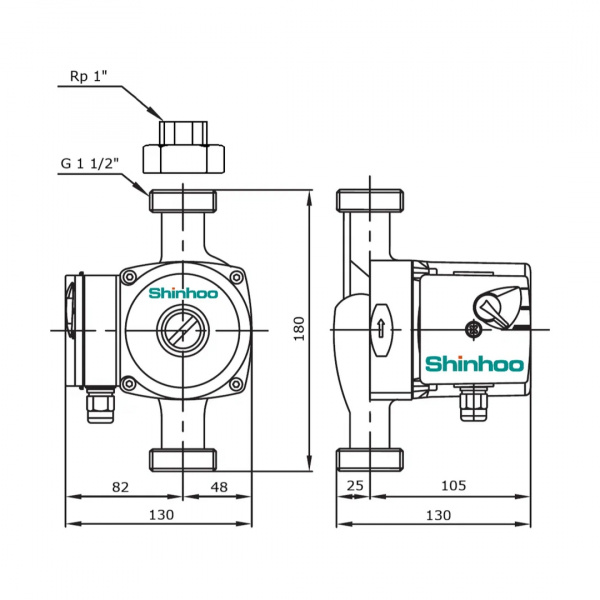 Насос циркуляционный Shinhoo BASIC S 25-4S с гайками