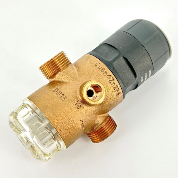 Редуктор давления 1/2" 1.5-7 бар PN16 D1 Red бронза, для х/в, пластик. колба, с разъем. соед