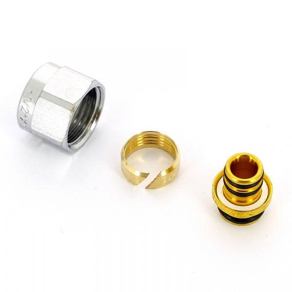 Соединитель обжим-В 16(2.0) х 1/2", для PEX и м/п труб, хромированный