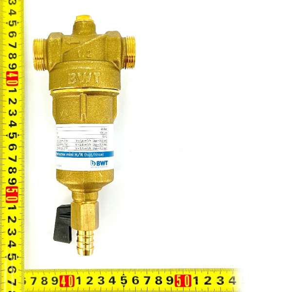 Фильтр промывной Protector mini 1/2" 100 мкм, латунная колба