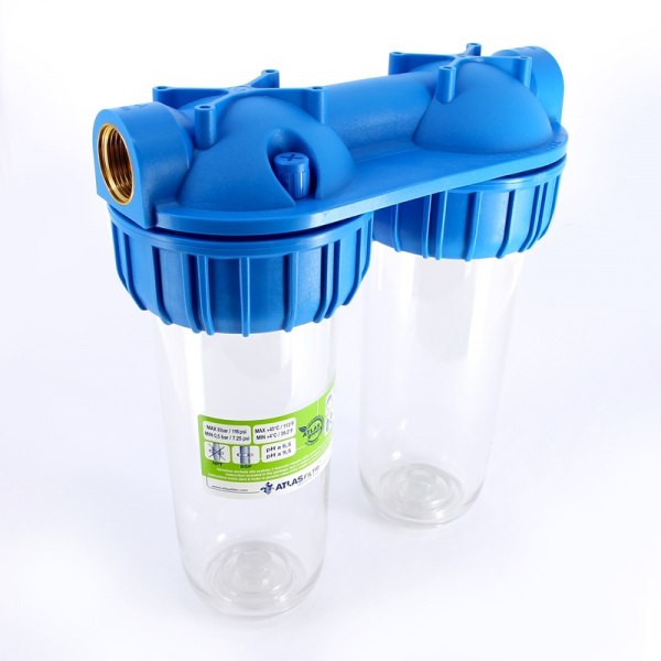 Колба фильтра двойная 10" Duplex Plus 1" 3P, SX
