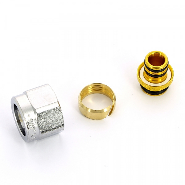 Соединитель обжим-В 16(2.0) х 1/2", для PEX и м/п труб, хромированный